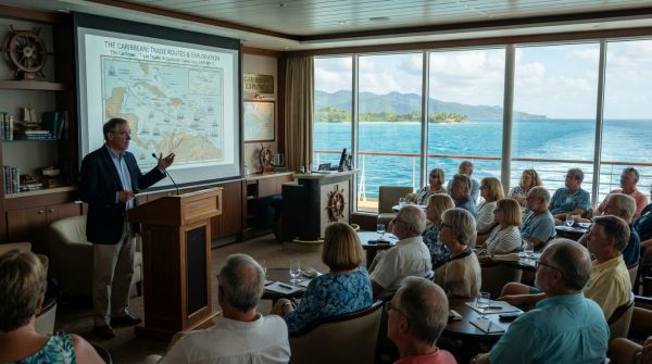 Quelle croisière propose des conférences sur l'histoire maritime des Caraïbes?